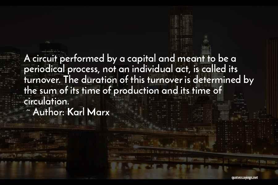 Karl Marx Quotes: A Circuit Performed By A Capital And Meant To Be A Periodical Process, Not An Individual Act, Is Called Its