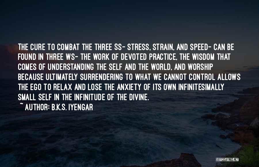 B.K.S. Iyengar Quotes: The Cure To Combat The Three Ss- Stress, Strain, And Speed- Can Be Found In Three Ws- The Work Of