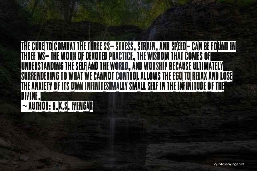 B.K.S. Iyengar Quotes: The Cure To Combat The Three Ss- Stress, Strain, And Speed- Can Be Found In Three Ws- The Work Of