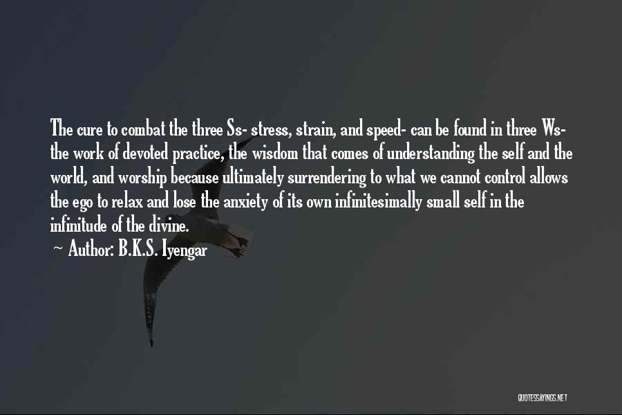 B.K.S. Iyengar Quotes: The Cure To Combat The Three Ss- Stress, Strain, And Speed- Can Be Found In Three Ws- The Work Of