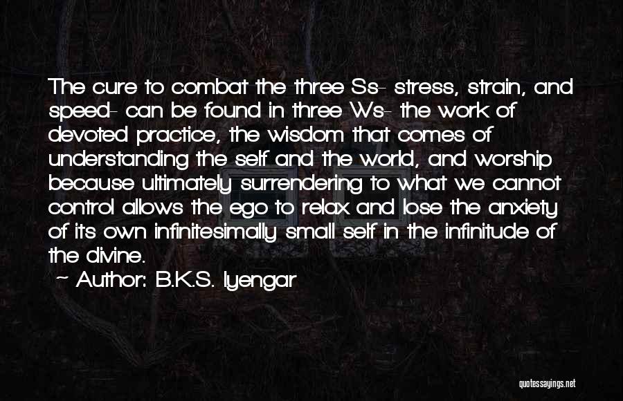 B.K.S. Iyengar Quotes: The Cure To Combat The Three Ss- Stress, Strain, And Speed- Can Be Found In Three Ws- The Work Of