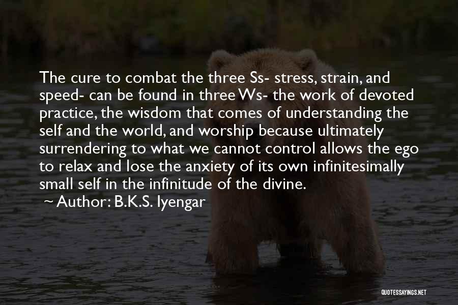 B.K.S. Iyengar Quotes: The Cure To Combat The Three Ss- Stress, Strain, And Speed- Can Be Found In Three Ws- The Work Of
