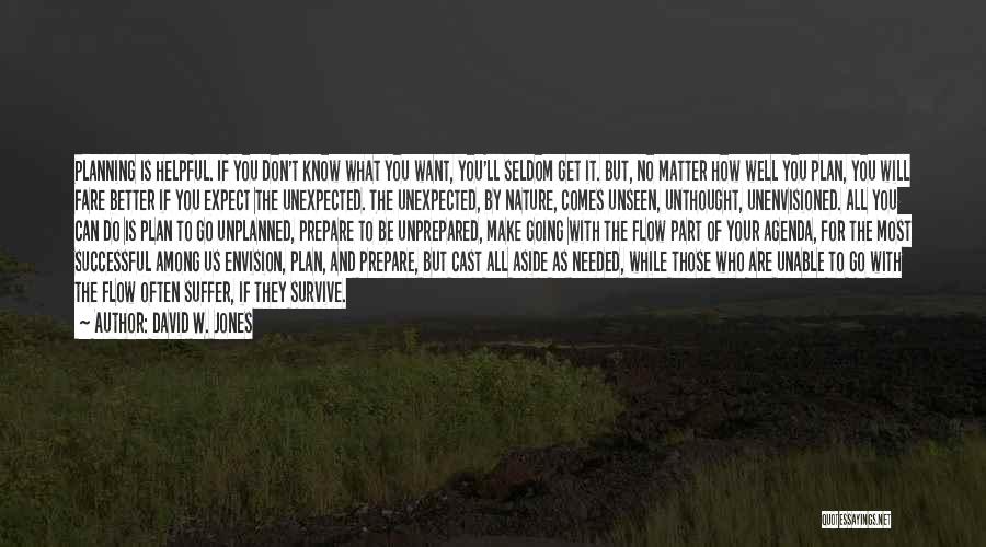 David W. Jones Quotes: Planning Is Helpful. If You Don't Know What You Want, You'll Seldom Get It. But, No Matter How Well You