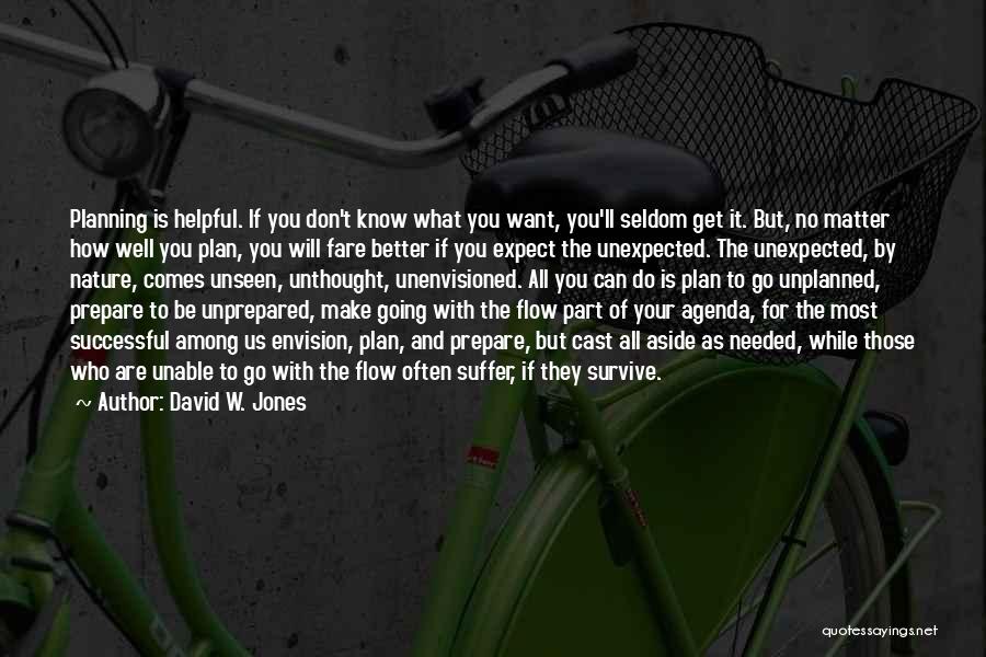 David W. Jones Quotes: Planning Is Helpful. If You Don't Know What You Want, You'll Seldom Get It. But, No Matter How Well You