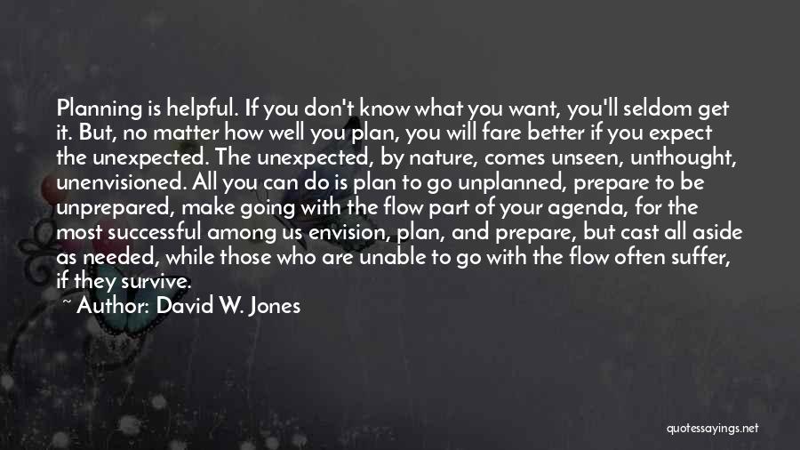 David W. Jones Quotes: Planning Is Helpful. If You Don't Know What You Want, You'll Seldom Get It. But, No Matter How Well You