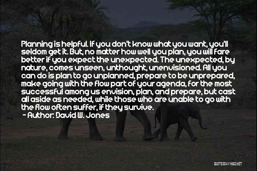 David W. Jones Quotes: Planning Is Helpful. If You Don't Know What You Want, You'll Seldom Get It. But, No Matter How Well You