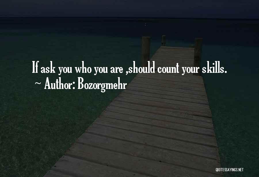 Bozorgmehr Quotes: If Ask You Who You Are ,should Count Your Skills.