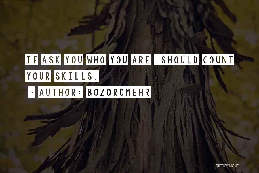 Bozorgmehr Quotes: If Ask You Who You Are ,should Count Your Skills.