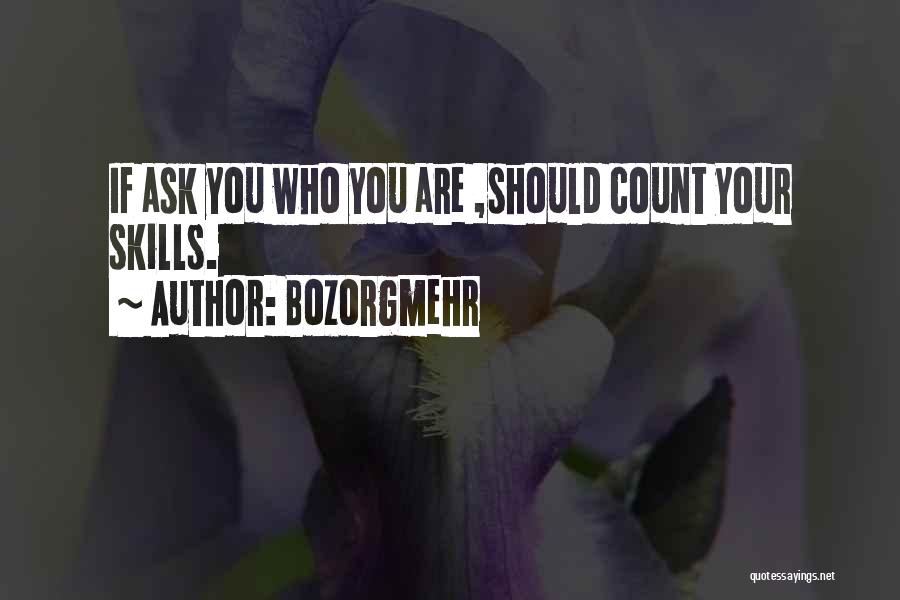 Bozorgmehr Quotes: If Ask You Who You Are ,should Count Your Skills.