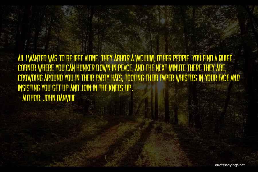 John Banville Quotes: All I Wanted Was To Be Left Alone. They Abhor A Vacuum, Other People. You Find A Quiet Corner Where