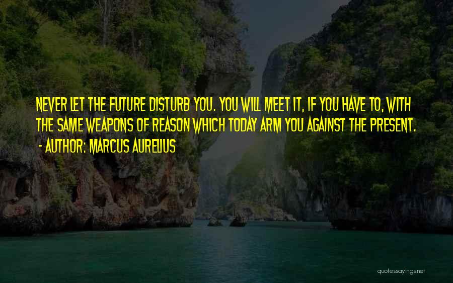 Marcus Aurelius Quotes: Never Let The Future Disturb You. You Will Meet It, If You Have To, With The Same Weapons Of Reason