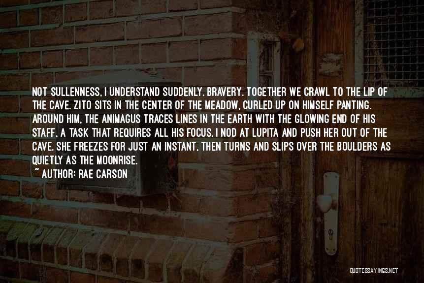 Rae Carson Quotes: Not Sullenness, I Understand Suddenly. Bravery. Together We Crawl To The Lip Of The Cave. Zito Sits In The Center