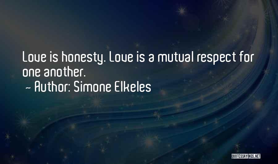 Simone Elkeles Quotes: Love Is Honesty. Love Is A Mutual Respect For One Another.