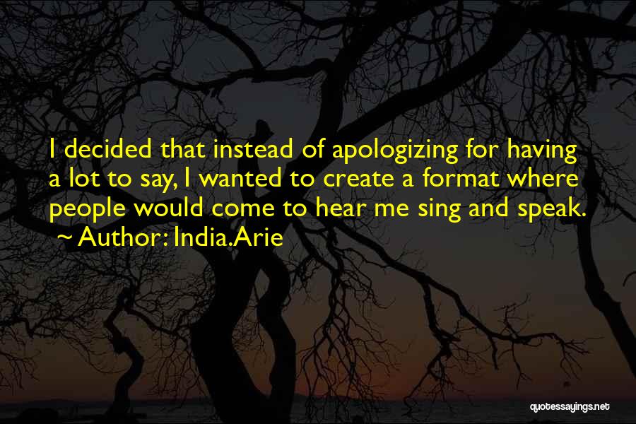 India.Arie Quotes: I Decided That Instead Of Apologizing For Having A Lot To Say, I Wanted To Create A Format Where People