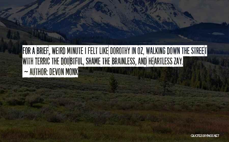 Devon Monk Quotes: For A Brief, Weird Minute I Felt Like Dorothy In Oz, Walking Down The Street With Terric The Doubtful, Shame