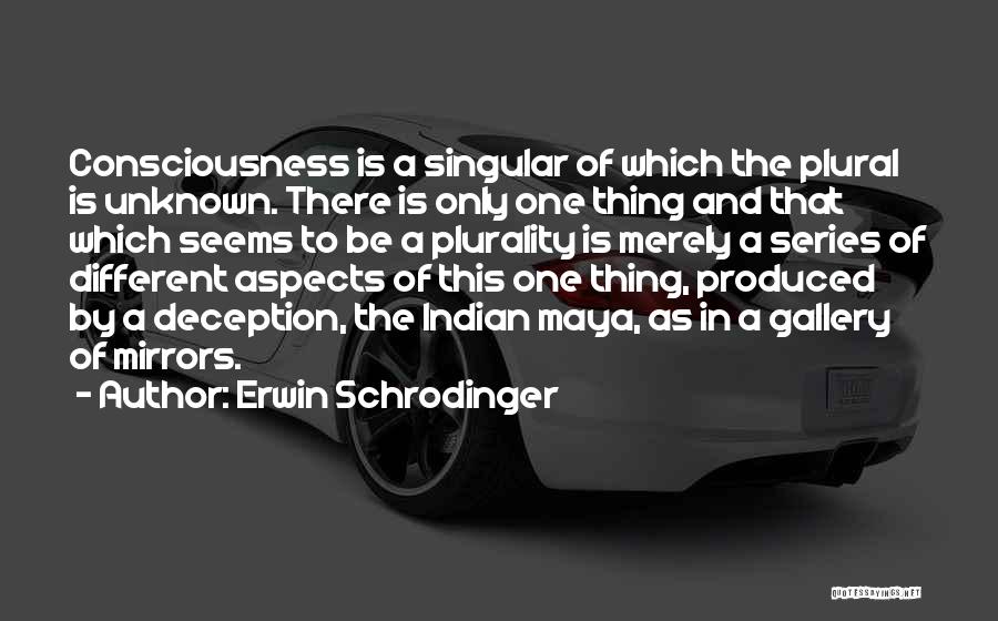 Erwin Schrodinger Quotes: Consciousness Is A Singular Of Which The Plural Is Unknown. There Is Only One Thing And That Which Seems To