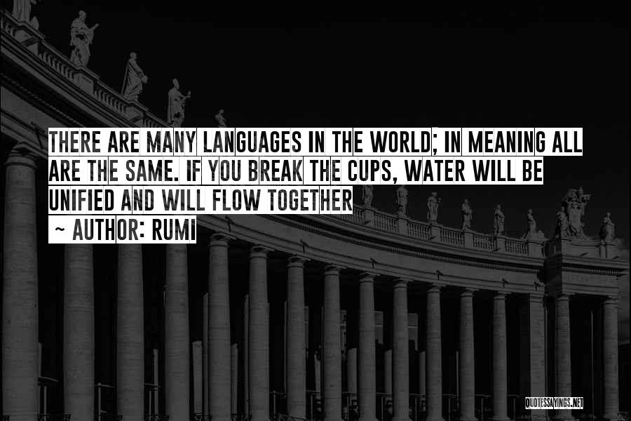 Rumi Quotes: There Are Many Languages In The World; In Meaning All Are The Same. If You Break The Cups, Water Will