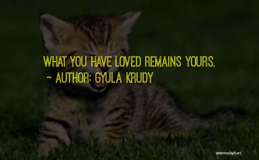 Gyula Krudy Quotes: What You Have Loved Remains Yours.