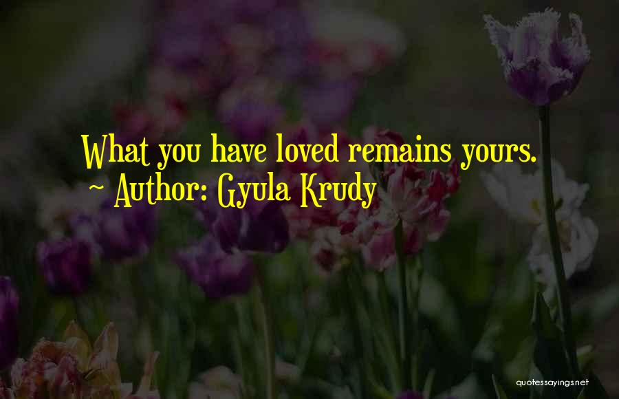 Gyula Krudy Quotes: What You Have Loved Remains Yours.