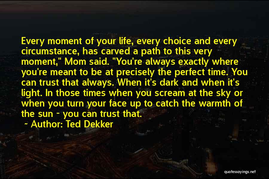 Ted Dekker Quotes: Every Moment Of Your Life, Every Choice And Every Circumstance, Has Carved A Path To This Very Moment, Mom Said.