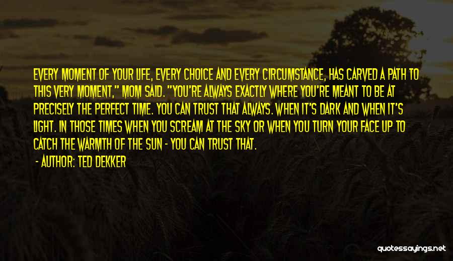 Ted Dekker Quotes: Every Moment Of Your Life, Every Choice And Every Circumstance, Has Carved A Path To This Very Moment, Mom Said.