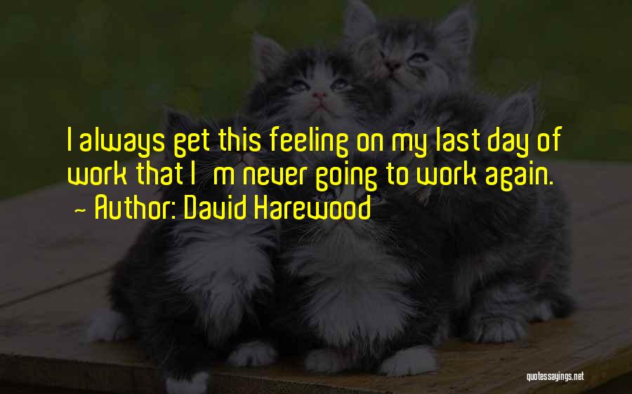 David Harewood Quotes: I Always Get This Feeling On My Last Day Of Work That I'm Never Going To Work Again.