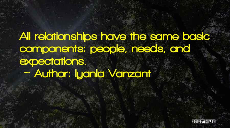 Iyanla Vanzant Quotes: All Relationships Have The Same Basic Components: People, Needs, And Expectations.