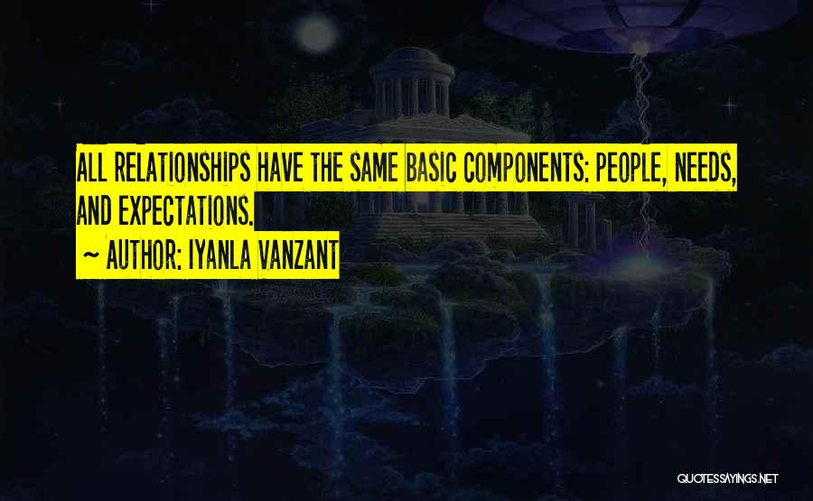 Iyanla Vanzant Quotes: All Relationships Have The Same Basic Components: People, Needs, And Expectations.