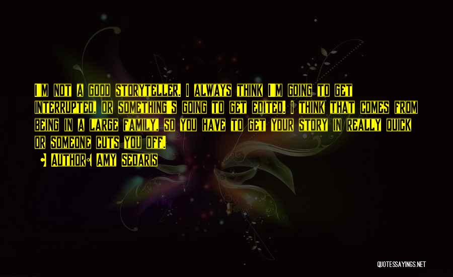 Amy Sedaris Quotes: I'm Not A Good Storyteller. I Always Think I'm Going To Get Interrupted, Or Something's Going To Get Edited. I
