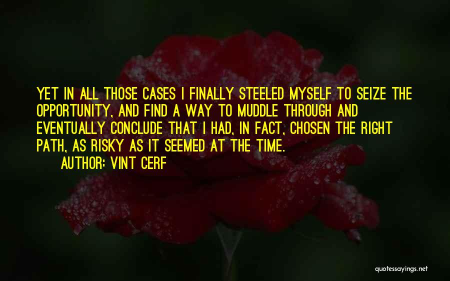 Vint Cerf Quotes: Yet In All Those Cases I Finally Steeled Myself To Seize The Opportunity, And Find A Way To Muddle Through