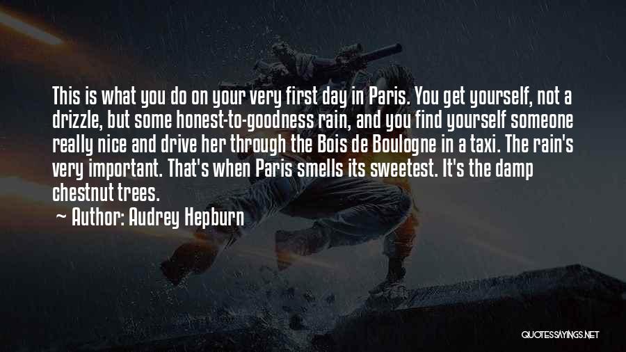 Audrey Hepburn Quotes: This Is What You Do On Your Very First Day In Paris. You Get Yourself, Not A Drizzle, But Some