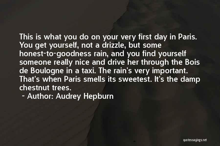 Audrey Hepburn Quotes: This Is What You Do On Your Very First Day In Paris. You Get Yourself, Not A Drizzle, But Some