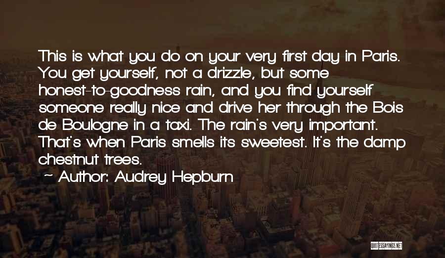 Audrey Hepburn Quotes: This Is What You Do On Your Very First Day In Paris. You Get Yourself, Not A Drizzle, But Some