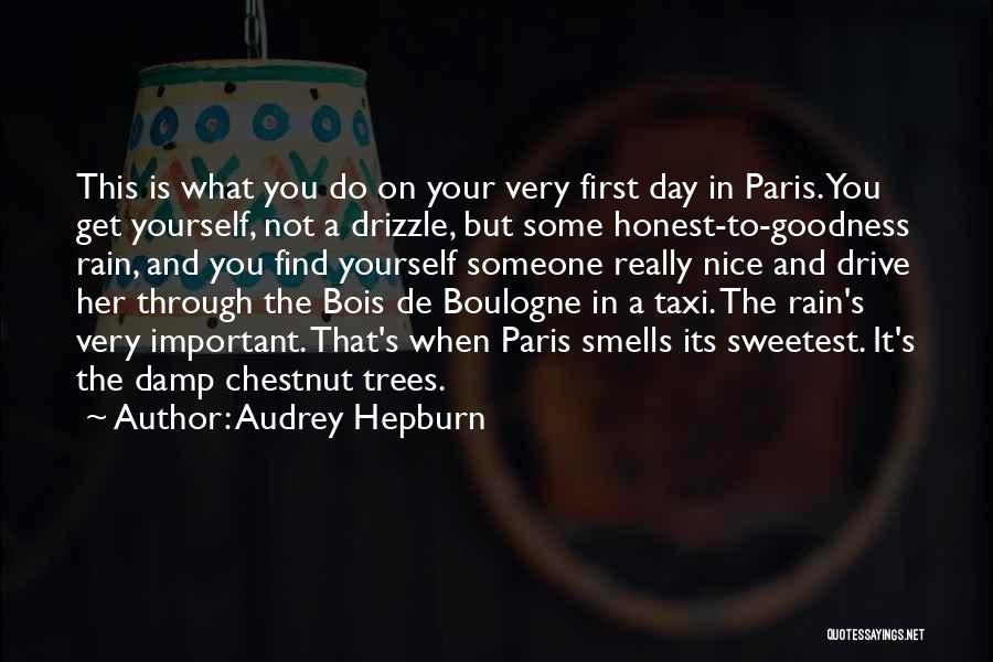 Audrey Hepburn Quotes: This Is What You Do On Your Very First Day In Paris. You Get Yourself, Not A Drizzle, But Some