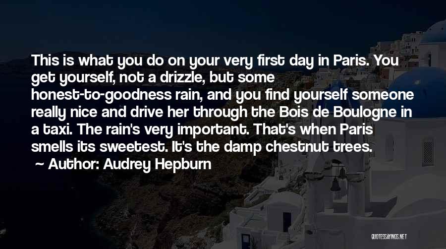 Audrey Hepburn Quotes: This Is What You Do On Your Very First Day In Paris. You Get Yourself, Not A Drizzle, But Some