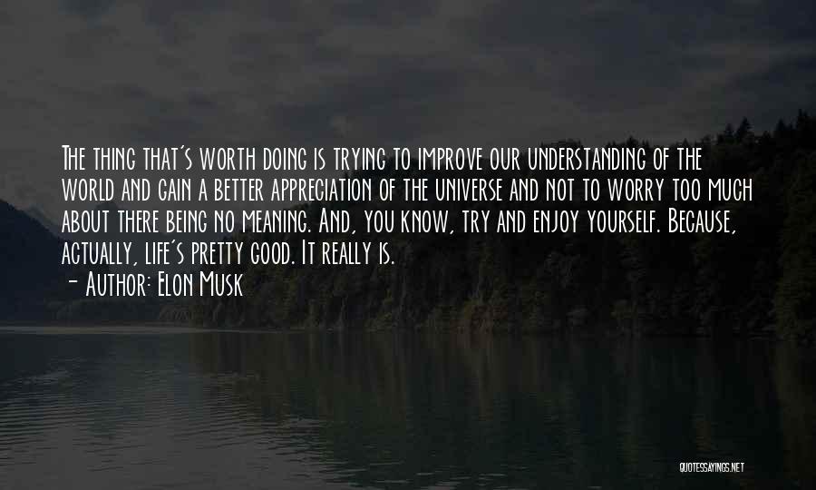 Elon Musk Quotes: The Thing That's Worth Doing Is Trying To Improve Our Understanding Of The World And Gain A Better Appreciation Of