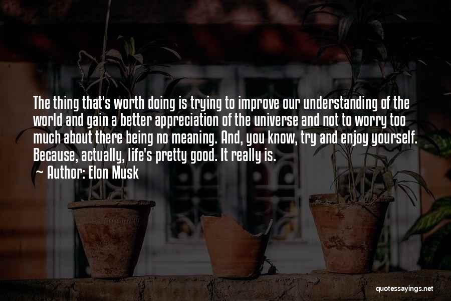 Elon Musk Quotes: The Thing That's Worth Doing Is Trying To Improve Our Understanding Of The World And Gain A Better Appreciation Of