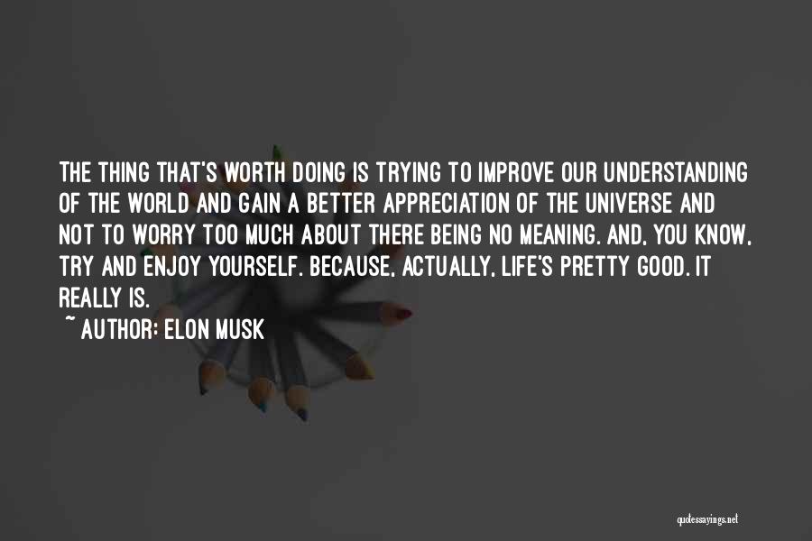 Elon Musk Quotes: The Thing That's Worth Doing Is Trying To Improve Our Understanding Of The World And Gain A Better Appreciation Of