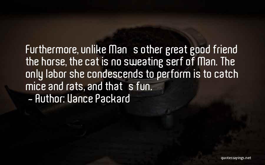 Vance Packard Quotes: Furthermore, Unlike Man's Other Great Good Friend The Horse, The Cat Is No Sweating Serf Of Man. The Only Labor