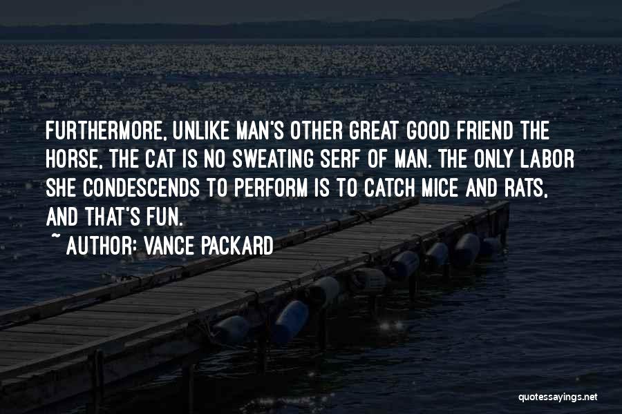 Vance Packard Quotes: Furthermore, Unlike Man's Other Great Good Friend The Horse, The Cat Is No Sweating Serf Of Man. The Only Labor