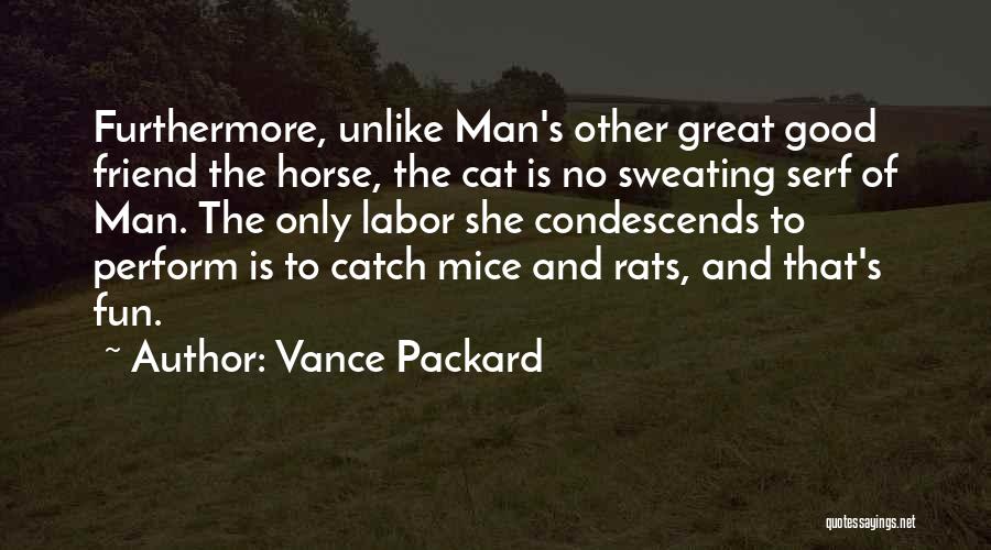 Vance Packard Quotes: Furthermore, Unlike Man's Other Great Good Friend The Horse, The Cat Is No Sweating Serf Of Man. The Only Labor