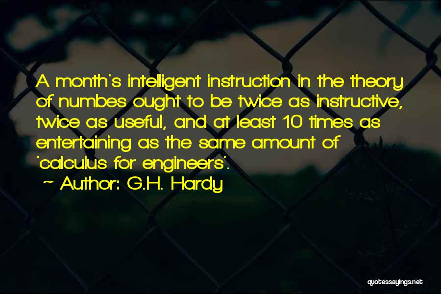 G.H. Hardy Quotes: A Month's Intelligent Instruction In The Theory Of Numbes Ought To Be Twice As Instructive, Twice As Useful, And At