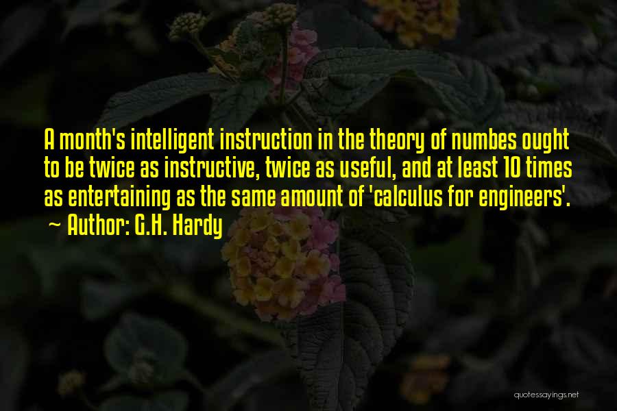 G.H. Hardy Quotes: A Month's Intelligent Instruction In The Theory Of Numbes Ought To Be Twice As Instructive, Twice As Useful, And At