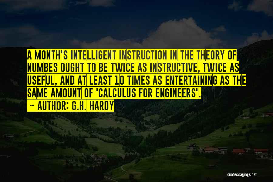 G.H. Hardy Quotes: A Month's Intelligent Instruction In The Theory Of Numbes Ought To Be Twice As Instructive, Twice As Useful, And At