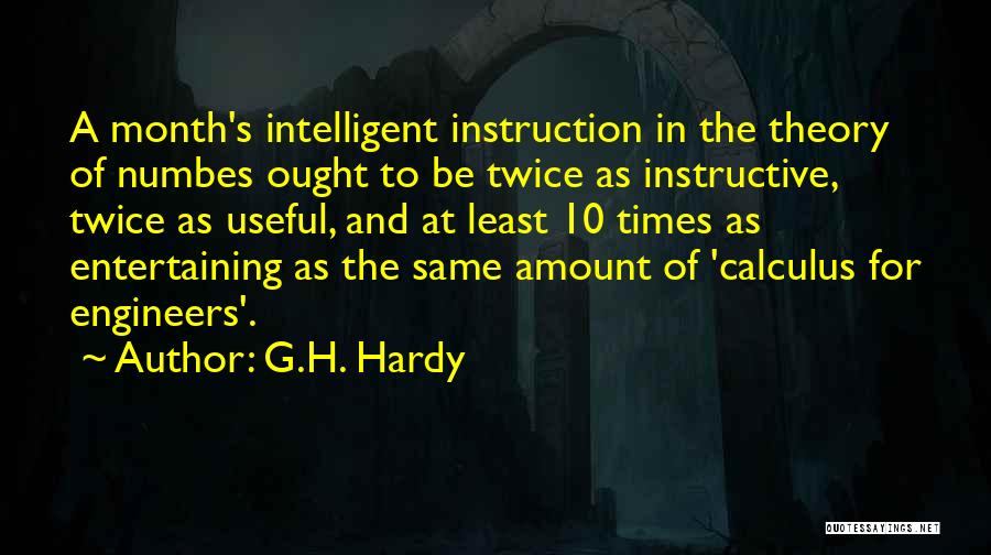 G.H. Hardy Quotes: A Month's Intelligent Instruction In The Theory Of Numbes Ought To Be Twice As Instructive, Twice As Useful, And At