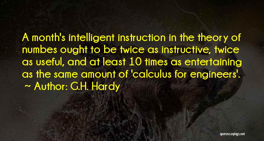 G.H. Hardy Quotes: A Month's Intelligent Instruction In The Theory Of Numbes Ought To Be Twice As Instructive, Twice As Useful, And At