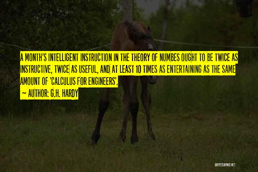 G.H. Hardy Quotes: A Month's Intelligent Instruction In The Theory Of Numbes Ought To Be Twice As Instructive, Twice As Useful, And At