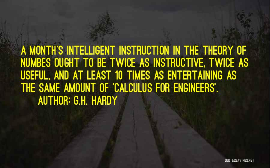 G.H. Hardy Quotes: A Month's Intelligent Instruction In The Theory Of Numbes Ought To Be Twice As Instructive, Twice As Useful, And At