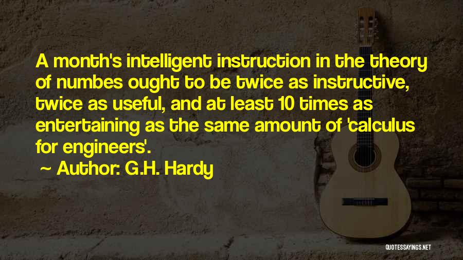 G.H. Hardy Quotes: A Month's Intelligent Instruction In The Theory Of Numbes Ought To Be Twice As Instructive, Twice As Useful, And At