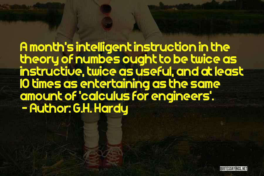 G.H. Hardy Quotes: A Month's Intelligent Instruction In The Theory Of Numbes Ought To Be Twice As Instructive, Twice As Useful, And At